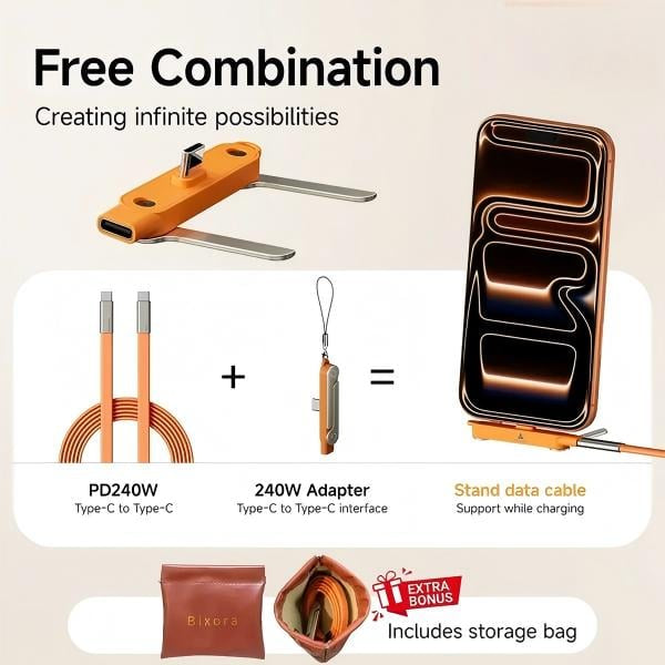 240W SuperCharge Detachable 2-in-1 Charging Cable